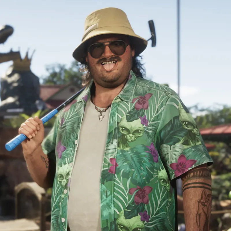 Cal Hampton, Jason's conspiracy-minded friend in GTA 6, in official Rockstar Games artwork