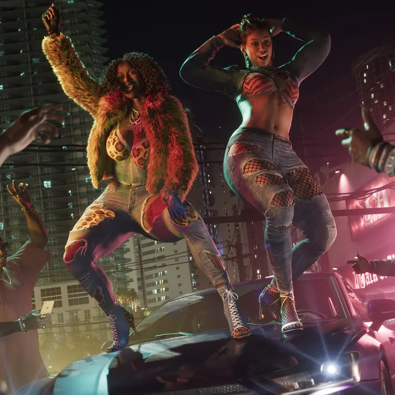 Real Dimez, the Vice City rap duo Bae-Luxe and Roxy in GTA 6, in official Rockstar Games artwork
