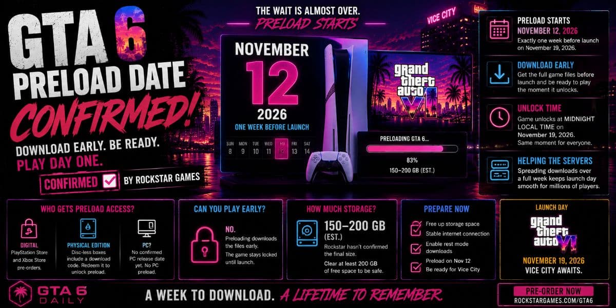 GTA 6 Preload Date Confirmed: When You Can Start Downloading Before Launch by GTA6 Daily