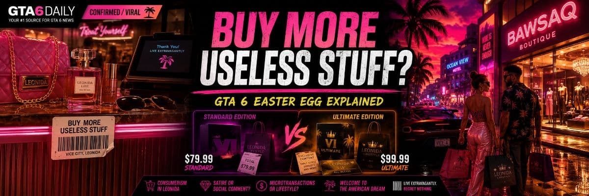 What Does GTA 6's 'Buy More Useless Stuff' Easter Egg Mean? by GTA6 Daily